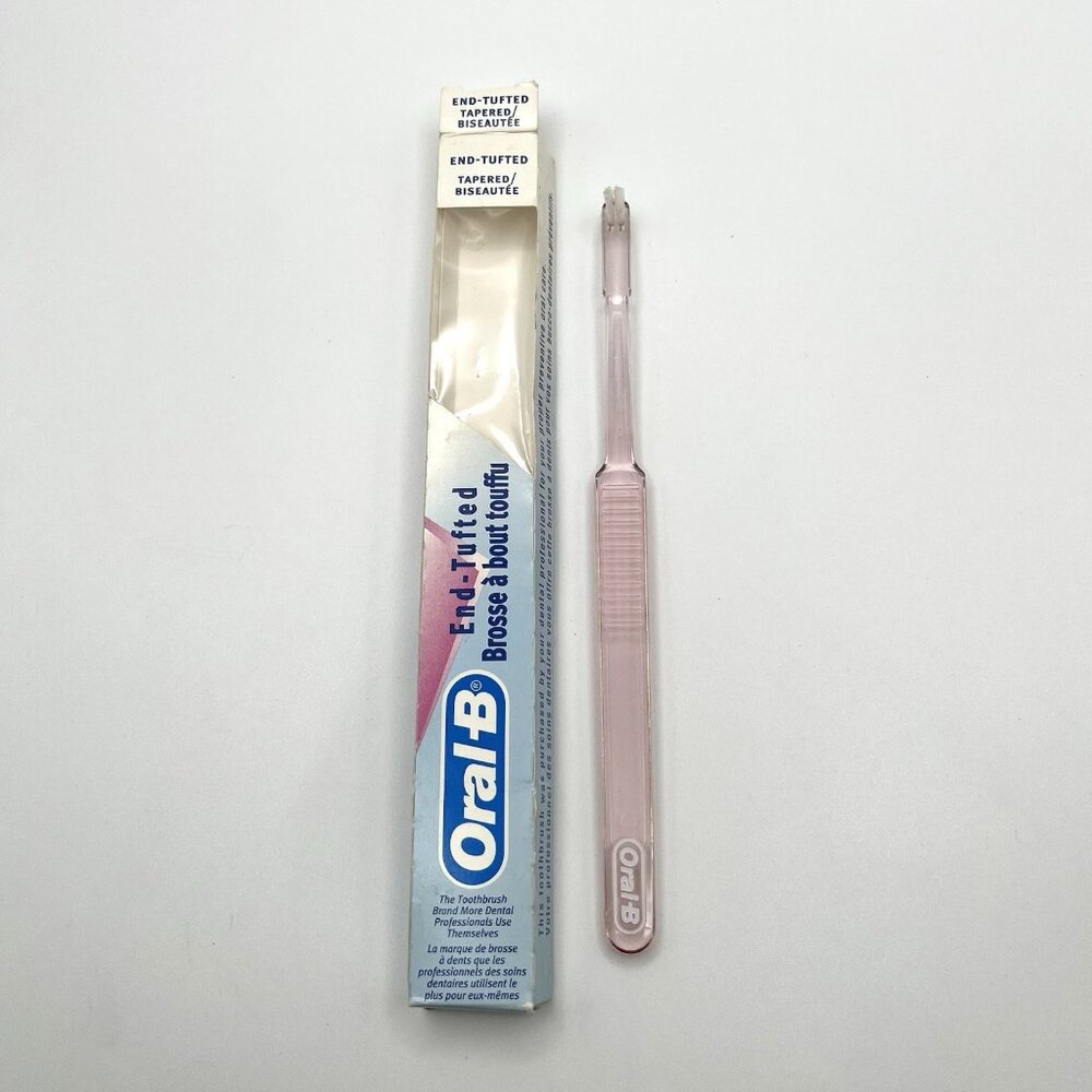 Vintage Oral-B End Tufted Tapered Pink ToothBrush for Crowns, Bridges, Braces +